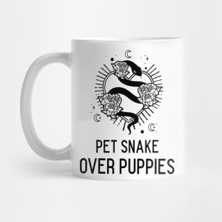 Pet snake over puppies snake lover Mug